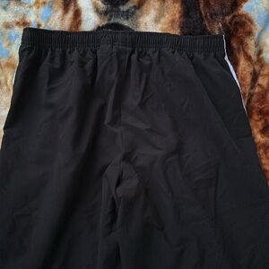 Nike Black Elastic Waist Capris Pants Athletic Activewear White Stripes L 12-14